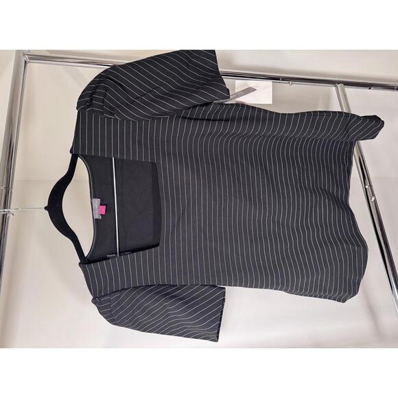 Vince Camuto Tops - Vince Camuto Women's Black Pinstripe Puff Sleeve Top